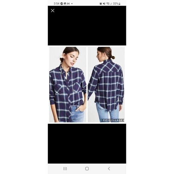 Rails Leo Button Down Shirt Violet Teal Cream Size XS - Picture 2 of 12